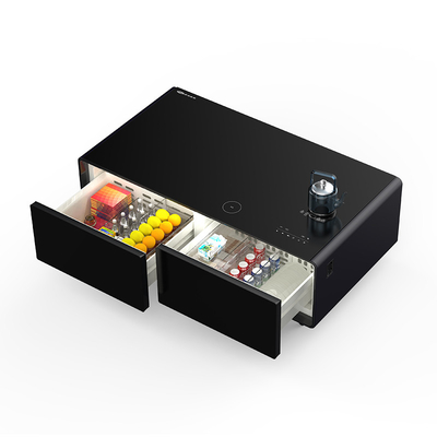 Première table à café 2 tiroirs du réfrigérateur 2 ports de recharge USB Lecteur audio intégré