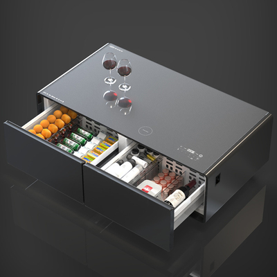 Table à café intelligente avec lumière atmosphérique LED et chargeur USB Autre type de réfrigération