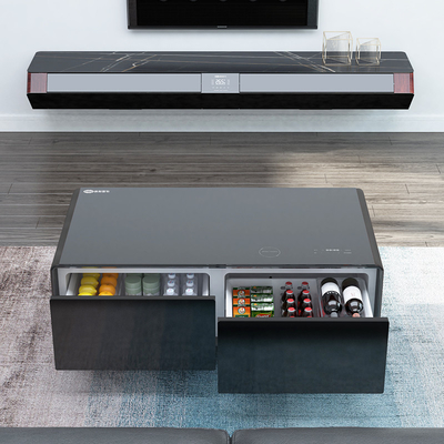 Table à café intelligente avec lumière atmosphérique LED et chargeur USB Autre type de réfrigération
