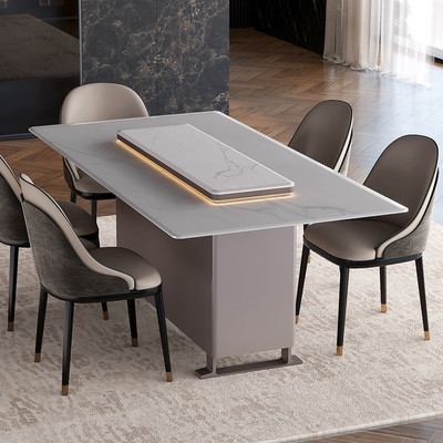 Table à manger avec verre de marbre et glace réfrigérée réglable