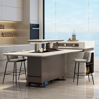 Matériau principal moderne Table à manger en alliage d'aluminium Meubles de table de marbre Bar Table Island