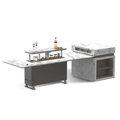 Matériau principal moderne Table à manger en alliage d'aluminium Meubles de table de marbre Bar Table Island