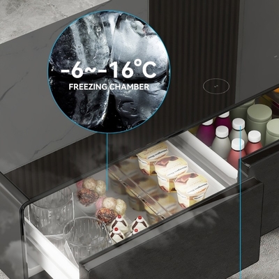 Meubles de vie moderne Table à café avec capacité de congélateur de 70L et réfrigérateur intelligent
