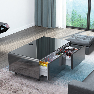 Table de côté moderne et élégante avec chargeur lumineux intégré et refroidisseur de boissons convertible