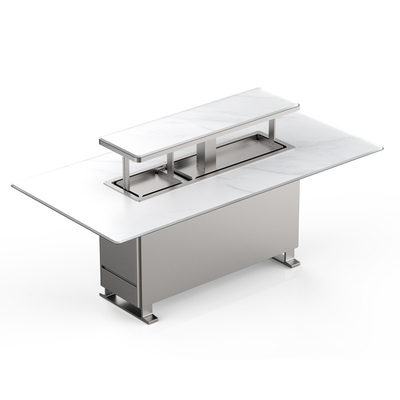 Table à manger avec console en acier inoxydable en marbre moderne pour les meubles de salle à manger