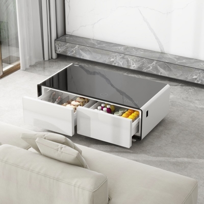 Dégivrage automatique Table de chevet de café moderne avec charge sans fil LED gelée et port USB