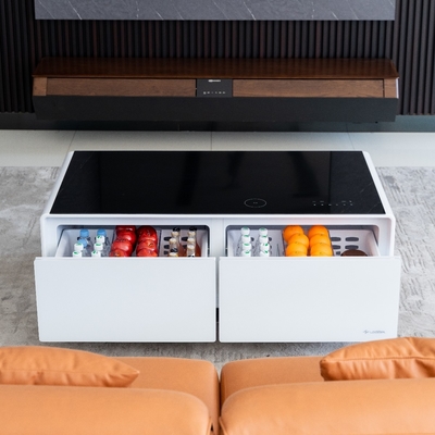 2024 Salle de séjour à domicile moderne Table à café intelligente avec charge USB sans fil et puissance 75W