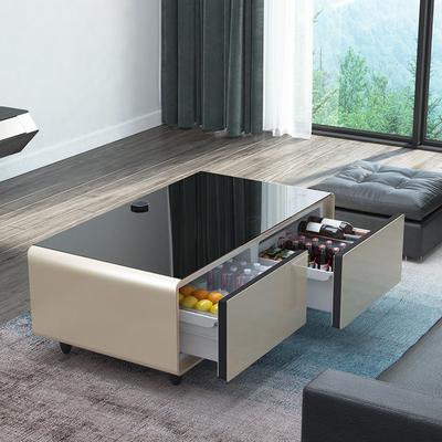 Transformez votre maison avec une table à café intelligente 2 tiroirs réfrigérés Chargement sans fil