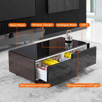 Meubles de salon Table de réfrigérateur multifonctionnelle avec théière et recharge sans fil
