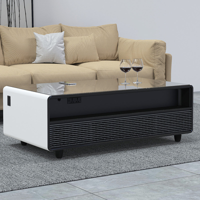 Première table à café 2 tiroirs du réfrigérateur 2 ports de recharge USB Lecteur audio intégré