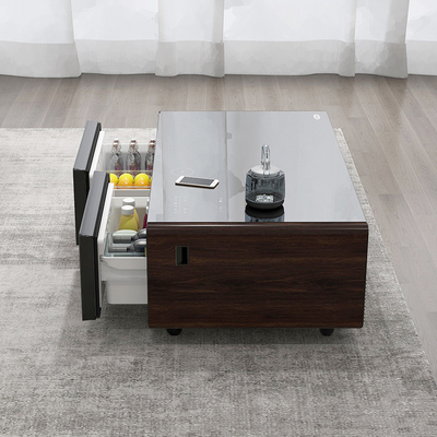 Table à café dédiée aux fêtes 2024 avec réfrigérateur intelligent et recharge sans fil