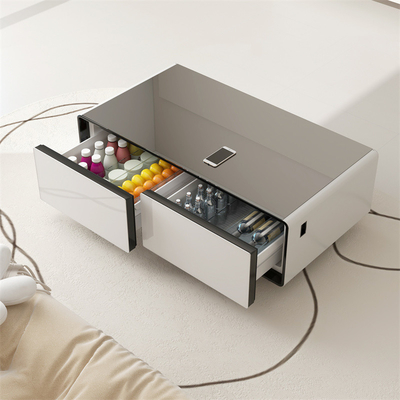 Installation USB Chargeur sans fil métallique personnalisé Table à café avec fonction de stockage