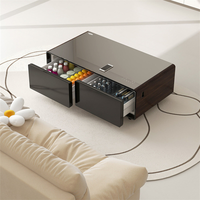Table à café intelligente contrôlée par une application de l'hôtel Cabinet de luxe Boisson avec recharge sans fil