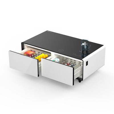 Mini-réfrigérateur de chambre avec table en acier inoxydable et table basse multifonctionnelle