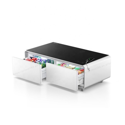 Meubles de vie moderne Voltage 110-240V Table à café avec tiroir de refroidissement et lumière LED