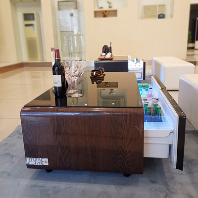 Meubles de vie moderne Voltage 110-240V Table à café avec tiroir de refroidissement et lumière LED