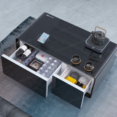 Table à café en bois blanc avec design plus frais et recharge sans fil 93L 2 tiroirs