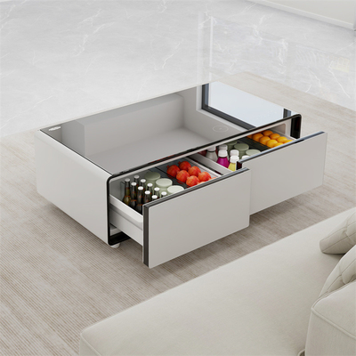 Un réfrigérateur à deux portes de 135L avec une mini-bar contrôlée par une application pour un refroidissement silencieux à la maison
