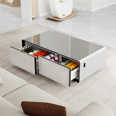 Un réfrigérateur à deux portes de 135L avec une mini-bar contrôlée par une application pour un refroidissement silencieux à la maison