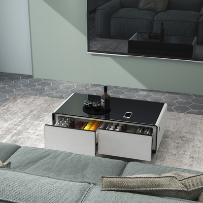 Un réfrigérateur à deux portes de 135L avec une mini-bar contrôlée par une application pour un refroidissement silencieux à la maison