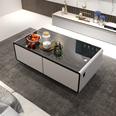 Table à café intelligente de luxe en verre trempé écran tactile haut-parleur 135L réfrigérateur