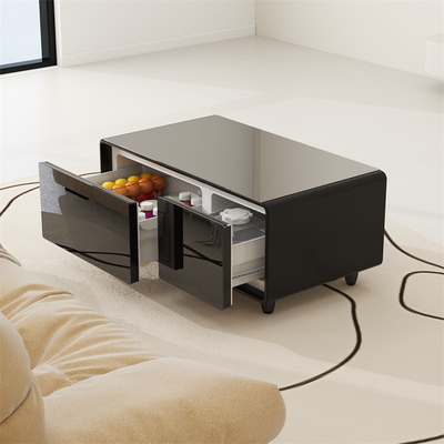 Réfrigérateur de table à café intelligent avec tiroir en verre à recharge sans fil et mini bar