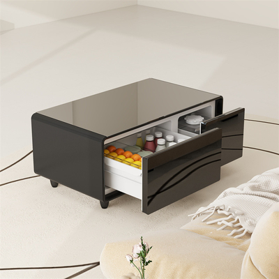 Table à café intelligente personnalisée avec tiroir réfrigérateur et recharge sans fil