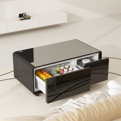 Design de meubles intelligents réfrigérateur multifonctionnel et table basse avec 2 tiroirs