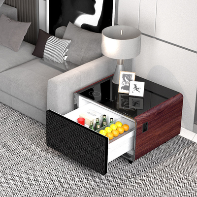 Meubles de salle de séjour Table de côté mini moderne avec charge sans fil tiroir du réfrigérateur