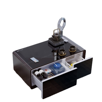 Table à café pliable avec chargeur sans fil et réfrigérateur à deux ports USB