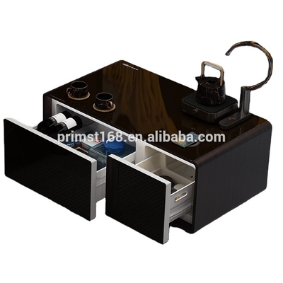 Table à café pliable avec chargeur sans fil et réfrigérateur à deux ports USB