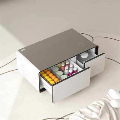 Table à thé réfrigérateur intelligent multifonctionnel avec recharge sans fil et lecteur de musique