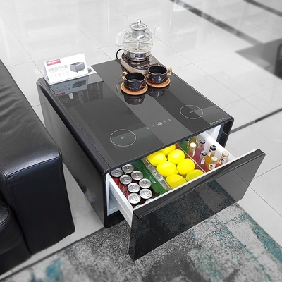 Refrigerateur à table à café intelligente, refroidisseur de vin rouge, meuble à porte en verre imprimé en 3D