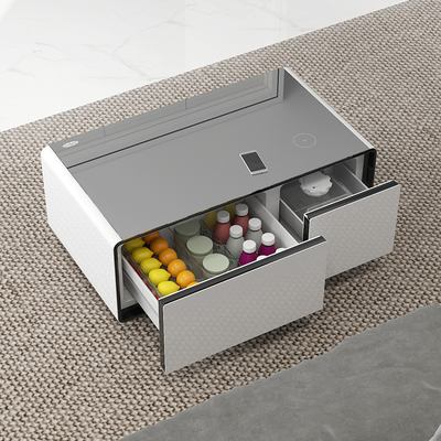 Table à thé réfrigérateur intelligent multifonctionnel avec recharge sans fil et lecteur de musique