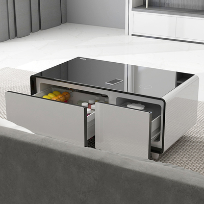 Table à thé réfrigérateur intelligent multifonctionnel avec recharge sans fil et lecteur de musique
