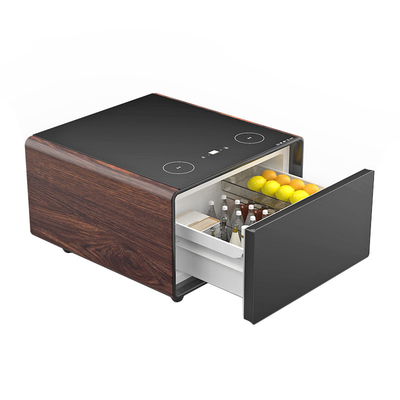 Réfrigérateur de table basse en métal 110-240V avec charge sans fil et fonctionnalités intelligentes