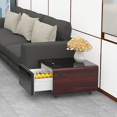Réfrigérateur de table basse en métal 110-240V avec charge sans fil et fonctionnalités intelligentes