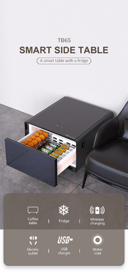 Table à café moderne avec réfrigérateur Mini Bar réfrigérateur haut-parleur de recharge sans fil Table de côté