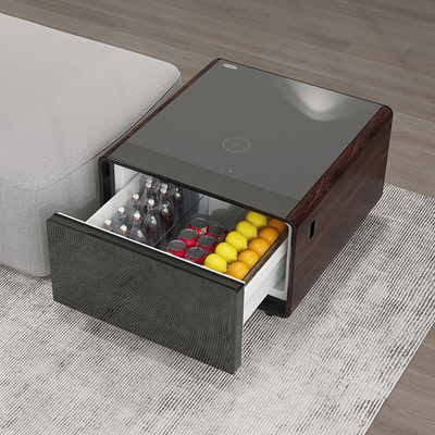 Table à café moderne avec réfrigérateur Mini Bar réfrigérateur haut-parleur de recharge sans fil Table de côté
