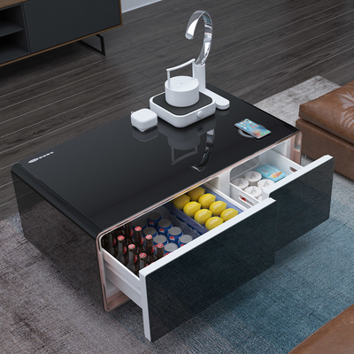 Table à café électrique blanche à motif avec technologie de refroidissement de réfrigérateur moderne