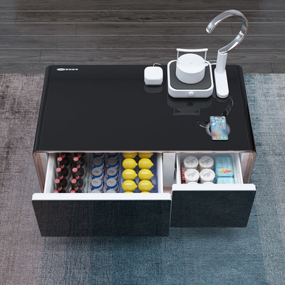 Table à café électrique blanche à motif avec technologie de refroidissement de réfrigérateur moderne