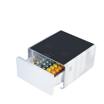 Table de salon moderne avec réfrigérateur et recharge sans fil