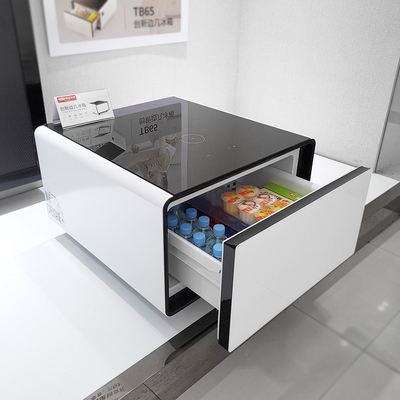 Table à café multifonctionnelle avec armoire de rangement réfrigérateur et charge sans fil