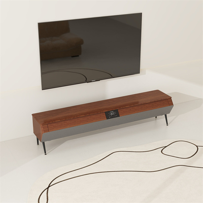 Meubles intelligents Appareil de télévision en bois avec lumière LED Atmosphère et coque latérale en bois massif