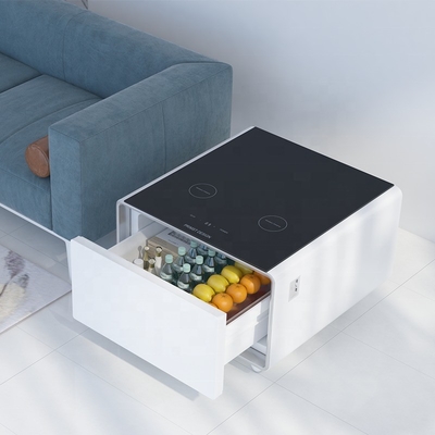 Petit mobilier de bureau à domicile Table à café intelligente moderne avec réfrigérateur de table et lumière LED