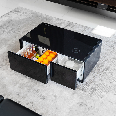 2024 Smart Coffee Table Mini Refrigerateur à double porte à recharge sans fil pour meubles de salon