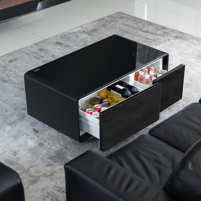 Table à café en acier au verre trempé en plastique TB90 Chargement sans fil et ports USB