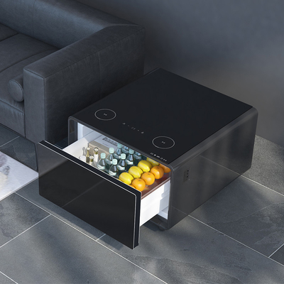 Table à café en acier inoxydable avec charge sans fil 65L