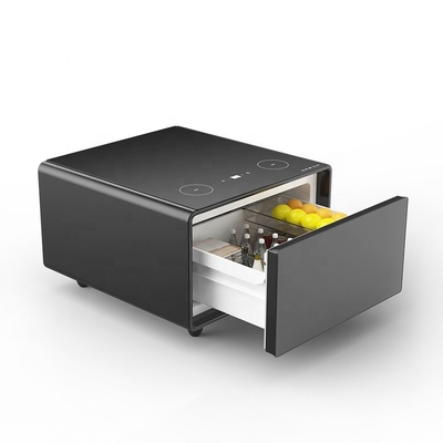 Table de chevet intelligente avec réfrigérateur 65L et charge sans fil Table en verre trempé