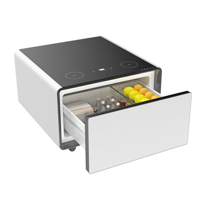 Table de chevet intelligente avec réfrigérateur 65L et charge sans fil Table en verre trempé